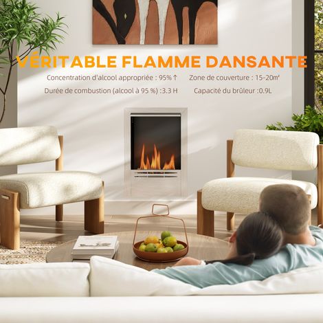 Cheminée éthanol Inox 0,9L Argent Design Élégant Autonomie 3,3h Chauffage Intérieur Sans Fumée pour Salon Bureau (1/5)