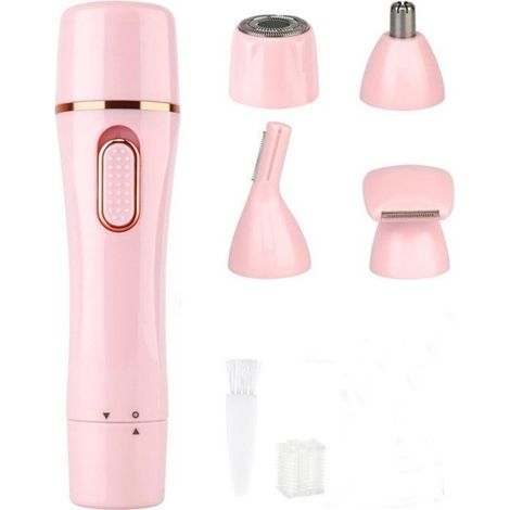 Trimmer Femme - 4 Têtes Interchangeables - Étanche IPX7 - 50 Min Autonomie - Pour Visage Corps Bikini Sourcils - 1 Pièce (1/5)