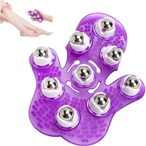 Tragbarer 9-Kugel-Massagehandschuh aus PVC und Edelstahl mit rotierenden Kugeln (1/5)