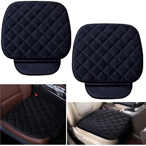 Coussin de Siège de Voiture Housse de Siège Housse en Velours pour Arrière Chaise Siège Avant Véhicule Housse Protection Tapis Protection pour Animaux Compagnie (2 Siège Avant, Noir) (1/5)