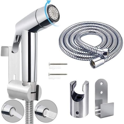 Douchette Bidet - Tuyau 1,5 M - Support Mural Acier Inoxydable - Pour Salle De Bain - 1 Pièce (1/3)
