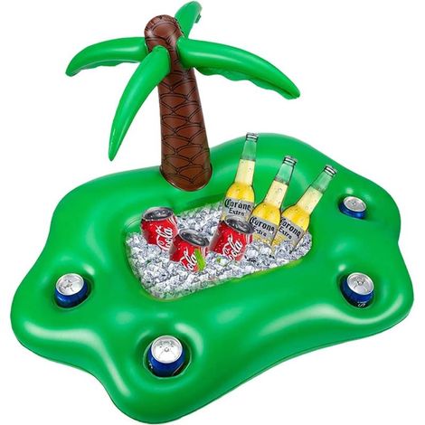 QAZQA Bouee Piscine,Bar Flottant pour Piscine,Bar Gonflable Piscine,Bar Piscine,Porte Gobelet Gonflable,Palmier Gonflable