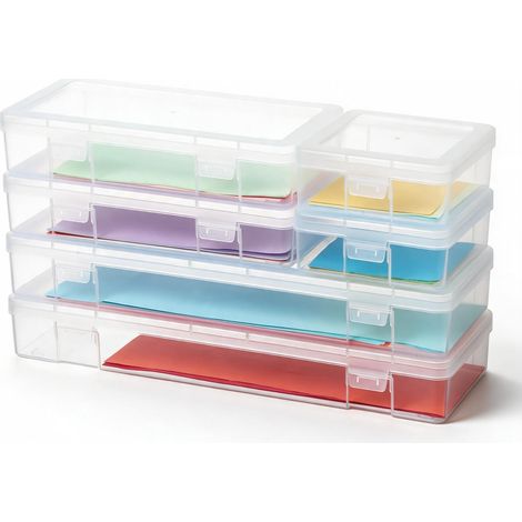 Boîtes de rangement en plastique en couleur, organiseurs artisanaux empilables à couvercles pour crayons, perles, emporte-pièce, jeu de société, 2 tailles M, 2 tailles S, 2 tailles L (1/5)