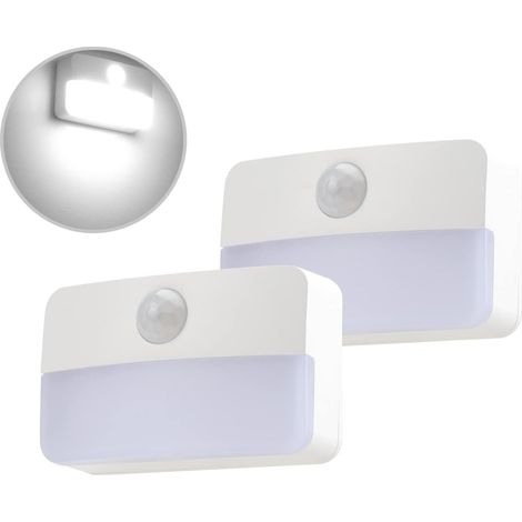Nachtlicht mit Bewegungssensor, Sensorlicht, 2 LED-Schrankleuchten, batteriebetriebene Akzentlampe, Kaltweiß