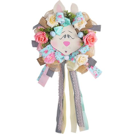 Guirlande De Pâques - Couronne De Lapin Pour Porte D'Entrée - Décoration De Printemps Pour Porche Fenêtre Mur Cheminée - 1 Pièce (1/5)