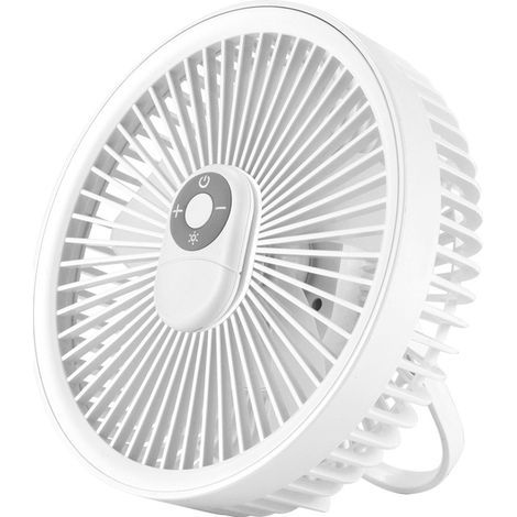 BDD Mini Ventilateur Portable Suspendu, Ventilateur Bureau Rotation à 180° avec Lumières LED, Télécommande Magnétique Pratique, 4 Vitesses Silencieux, USB Rechargeable pour Maison Camping