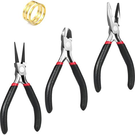 Lot de 4 pinces à bijoux lisses polies pour la fabrication d'aiguilles, la réparation et le retrait de la pince à bec courbé pour la découpe de bijoux (noir) (1/5)