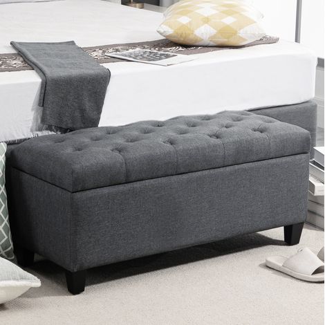 seduta contenitore 100x40x44cm imbottita grigio scuro OKMYHOME (1/4)