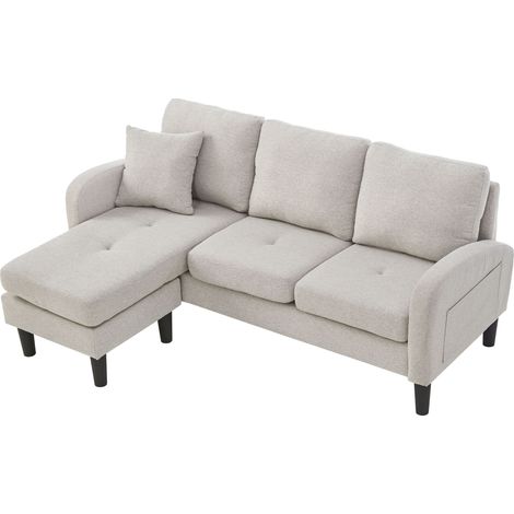 CAIziCanapé d'angle L 3 places méridienne, tissu coton-lin modulable (1/5)