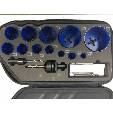 IRWIN 10506444 - Set of crowns 1200G : 16, 19, 22, 25, 29, 32, 35, 38, 44, 51, 64, 76 mm, broches 10504533 et 10504535, 3 Pilot Drill Bit