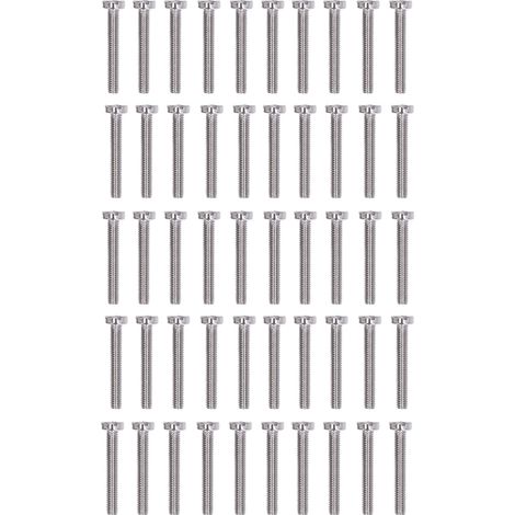 50pcs vis tête cylindrique fente acier inox A2-70 pour mécanique précision électroménager M3x20 (1/5)