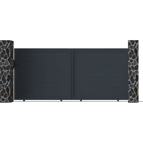 Cancello scorrevole L374 x H165 cm Alluminio pieno Antracite - NAZARIO