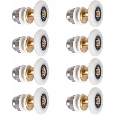 royaluxe-Roulette porte douche 27mm – lot de 8, nylon & cuivre – remplacement facile, compatible verre 10-12mm – pour portes coulissantes (1/5)
