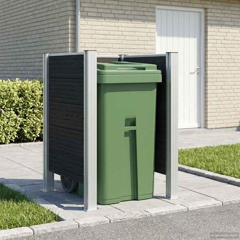 vidaXL  Garbage Bin Fence  Grey 85 x 85 x 115 cm Aluminium and WPC