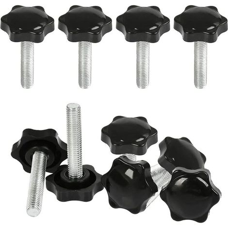 VURAHOME - 10Pcs Boutons de Serrage M8 X 40mm Vis à Tête Moletée, Bouton à Main Fileté Ecrou en Etoile Boulon de Serrage de Filetage M8 avec Ecrou, Boutons de Serrage de Filetage avec Poignée (1/4)