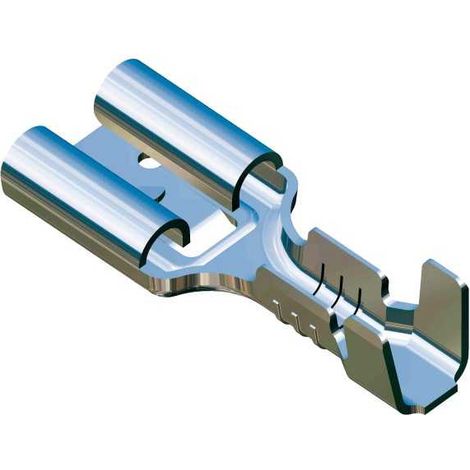 Terminale femmina 6,3x0,8 antisfilamento sezione 1-2,5 ottone stagnato