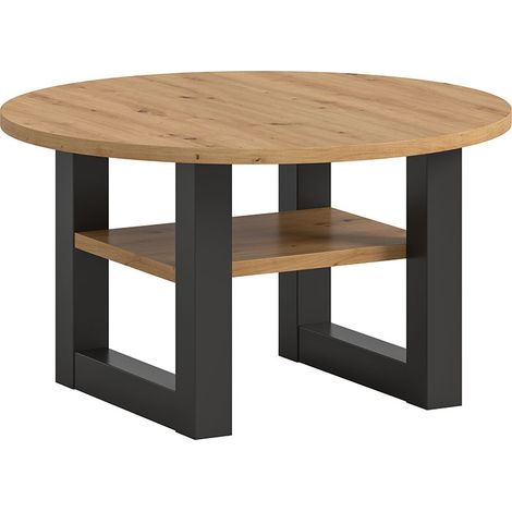 Seattle table basse Ø75 cm 1 étagère chêne décor. (1/4)