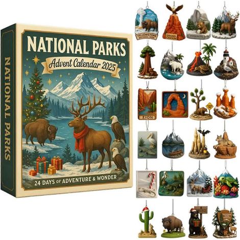 Adventskalender 2025 mit Nationalparks und einzigartigen Ornamenten (1/5)