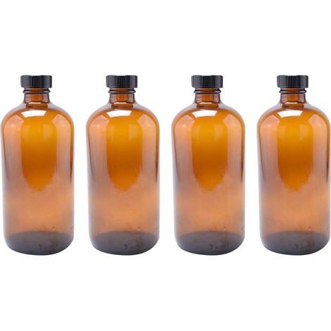 4pièces Bouteille Verre Ronde Rechargeable Couvercle Bakélite Et Bouteille Verre Ambré