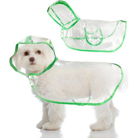 Imperméable et coupe-vent pour animaux, imperméable à capuche transparent pour chien, poncho imperméable transparent à capuche pour chiots de petite taille (taille M). (1/5)