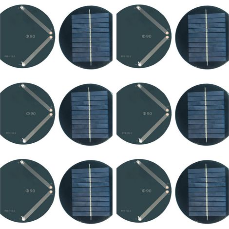 Lot de 6 panneaux solaires ronds en silicium polycristallin, mini modules solaires, adaptés aux chargeurs de jouets légers, aux petites cellules solaires, etc., 90 x 90 mm, 5 V, 100 mA (1/4)