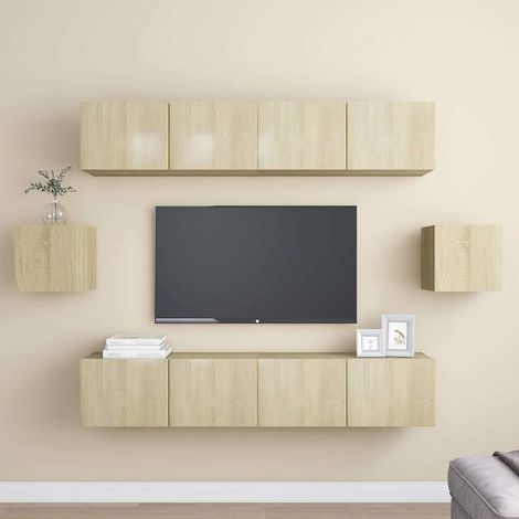 vidaXL 6 Piece TV Cabinet Set Sonoma Oak Engineered Wood (1/5)