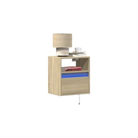 Meubles TV muraux lumières LED 2 pcs chêne sonoma 41x31x45 (1/5)