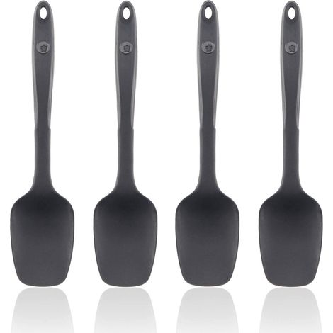 Lot de 4 cuillères flexibles S - Silicone et sans BPA - Résistantes à la chaleur - Passent au lave-vaisselle (anthracite) (1/4)