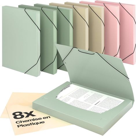 Chemise à Élastiques A4 - Jusqu'à 250 pages, Dos de 3 cm, Fermeture Élastique, Terre, Collection de Couleurs Nature - Chemises à Dossier, Range Document (1/5)