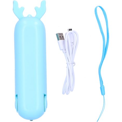 Ventilateur portable rechargeable et pliable, mini appareil de refroidissement avec lampe torche d'urgence (bleu)