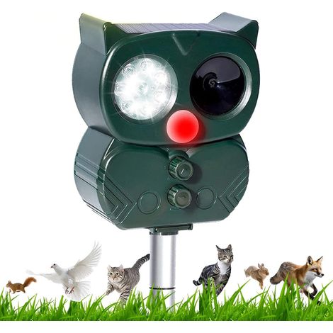 Repellente per gatti, topi e ratti a ultrasuoni, alimentato a energia solare, ricaricabile tramite USB, allontana topi, gatti e uccelli, ideale per giardini, campi e vivai.