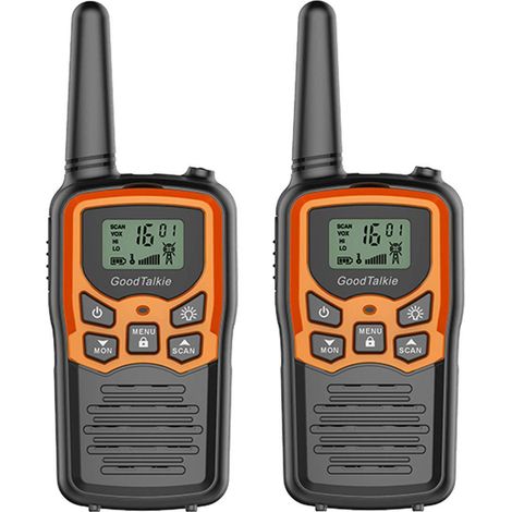Talkie-walkie longue portée - Randonnée, camping, usage domestique - Pack de 2 (orange) - Communication fiable et portable pour toutes activités (1/5)
