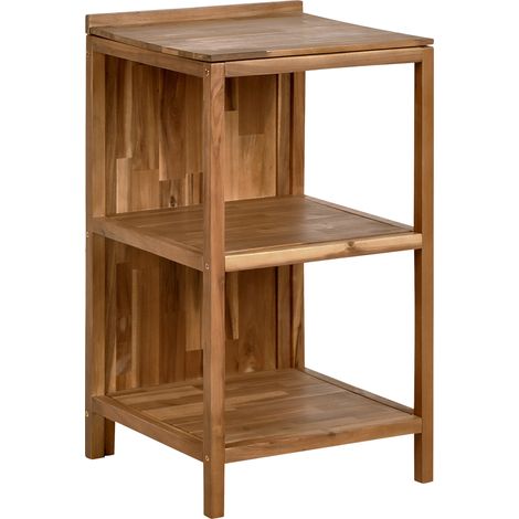 Isla de cocina exterior de madera de acacia con estantes y encimera de madera maciza 50 x 50 x 90 cm marrón Venosa