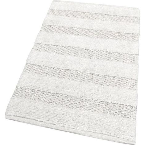 Tapis de Bain Chambre Pur Coton Lavable Doux Absorbant Antidérapant Blanc - 50x80 Cm (1/5)