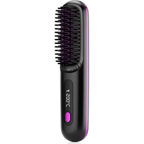 Brosse coiffage sans fil - 1 pièce, Électrique chauffante lissante brushing sèche-cheveux rechargeable boucle - Type bro Étiquette (1/5)