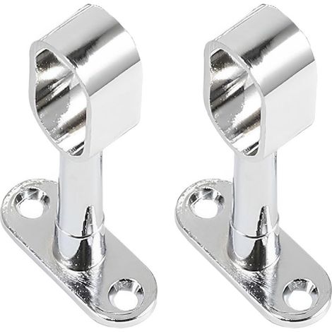 Lot de 2 Support Tringle PenderieSupport pour Barre Penderie Ovale Support Central de Tube pour Armoire Penderie Vetement,Tringle Rideau Plafond (1/5)
