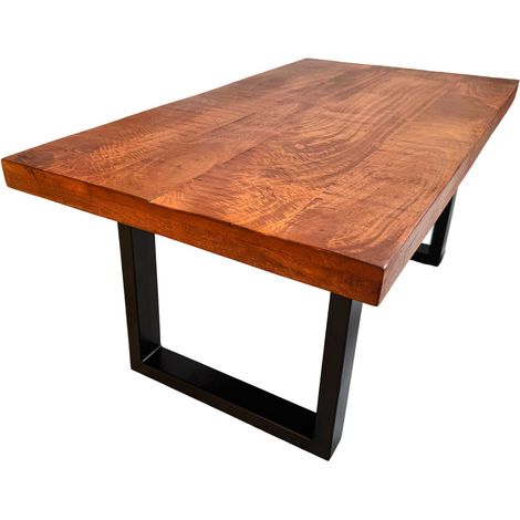 Couchtisch gerade Kante Mangoholz massiv honig 100 x 55 U-Gestell schwarz NADIA (1/5)