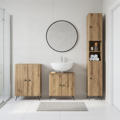 vidaXL Ensemble de meuble de salle de bain 3 pièces BREDA (1/5)