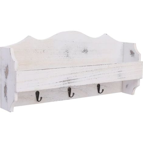 The Living Store - Porte-manteau mural Blanc 50x10x23 cm Bois (1/5)
