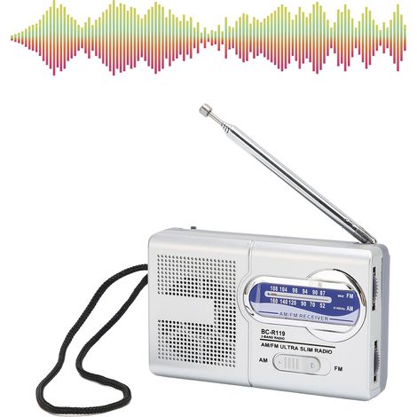 Mini radio portable AM/FM multifonctionnelle, gris argenté (1/5)