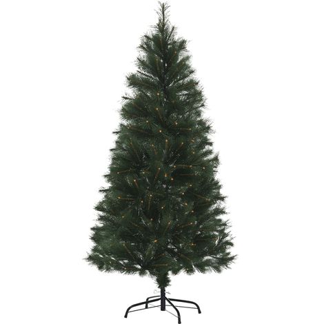 Sapin 150 cm vert avec 219 aiguilles en PVC ignifugé, base pliable et structure acier, décoration intérieure design sobre pour Noël pratique et compact