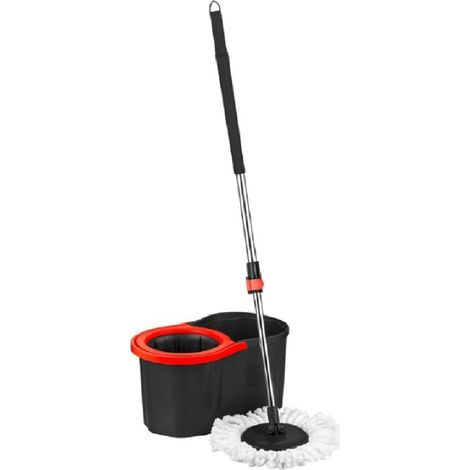 Mocio lavapavimenti rotante a 360° mop microfibra secchio nero 16 litri  lava strizza con una mano pulizia perfetta senza fatica (1/5)