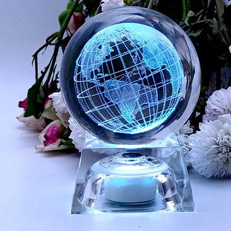 Boule de cristal, gravure laser, décoration de bureau