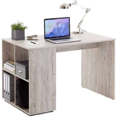 Bureau & Étagère Design "Trent" 117cm Chêne Sable (1/2)