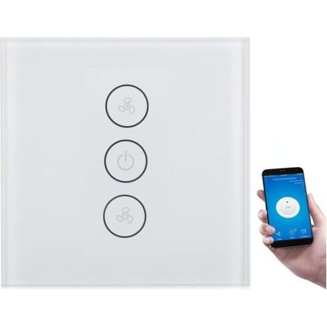 Pair (blanche)Interrupteur de Ventilateur Intelligent Commande Vocale WiFi Éclairage Télécommande (1/5)