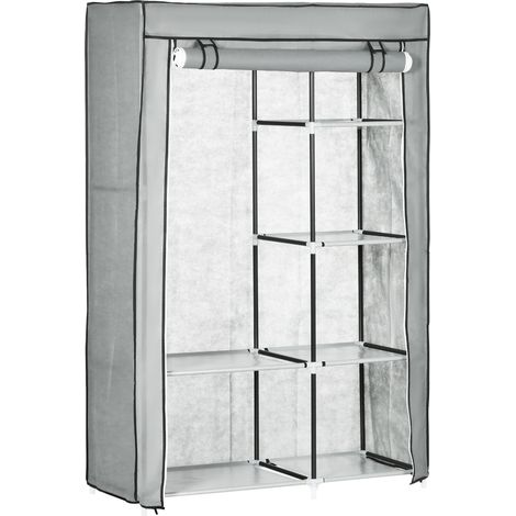 Armadio in tessuto grigio con 1 barra e 6 ripiani 103 x 43 x 162,5 cm HOMVRA (1/5)