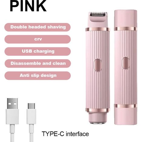 Rasoir électrique double tête, épilateur indolore 2 en 1 pour femmes (rose)-AquaForge (1/5)