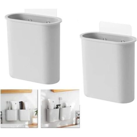 2 Toothbrush Holder, Minimalist Style Multipurpose Wall Mounted Storage Rack, Bathroom Storage Box for Toothbrush, Razor, Toothpaste, Comb (1/5)