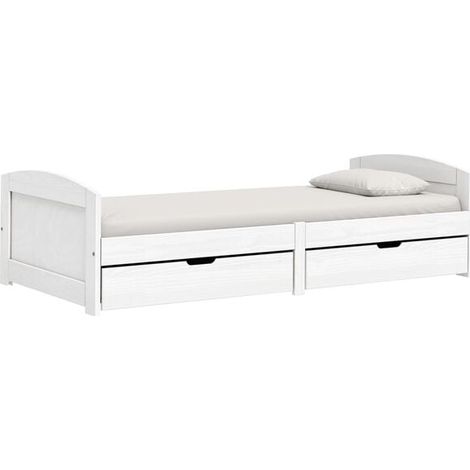 Canapé-lit avec deux tiroirs, matelas non inclus, IRUN, blanc, 90 x 200 cm (1/5)