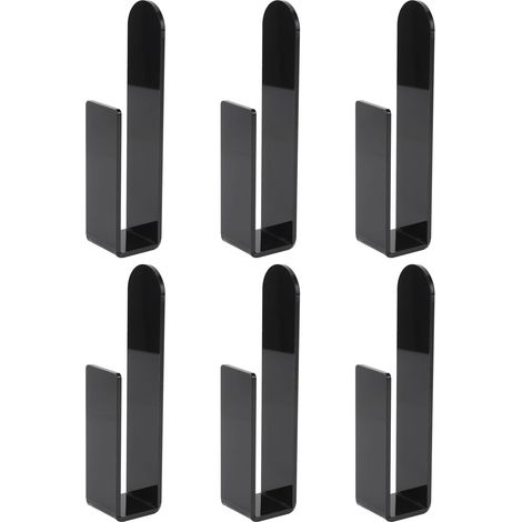 Lot de 6 supports à chapeaux pour casquettes de baseball, en acrylique, auto-adhésifs, pour porte ou placard, noir. (1/4)